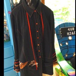 Alain Weiz Plus Sz 18 Embroidered Blouse Shirt